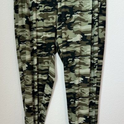 Bobbie Brooks Women's Green Camo High Rise Leggings Pull On Size 2X