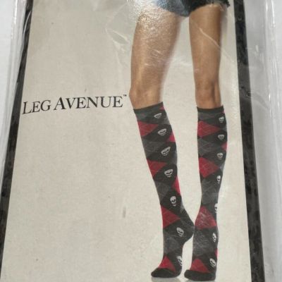 Leg Avenue Acrylic Argyle and Skull Knee High Socks New