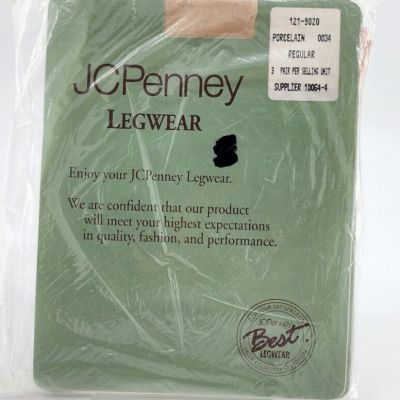 Vtg Pack of 3 JC Penney Legwear Toeless Pantyhose Porcelain Size Regular