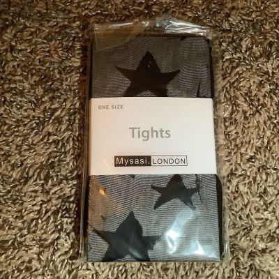 Mysasi London star design tights, color black, One Size