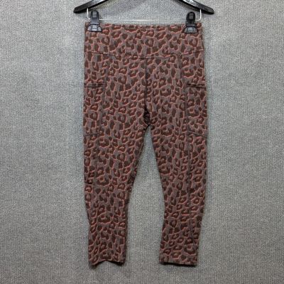 Pact Lets Go Capri Leggings Womens Small Leopard Print Organic Cotton Stretch