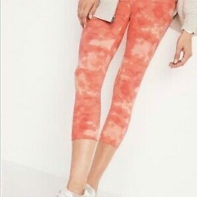 Old Navy Women's Size Small ~ Orange Tie Dye ~ High Waisted Cropped Leggings $17