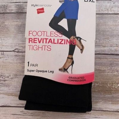 New  Hanes Stylessentials Footless Revitalizing Tights Black L/XL Compression
