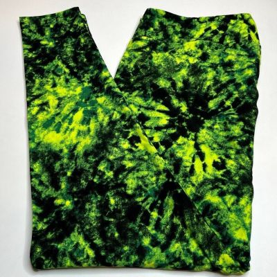 NEW LuLaRoe TC2 Leggings Tie Dye BLACK GREEN Neon CAMOUFLAGE Shamrock Clover