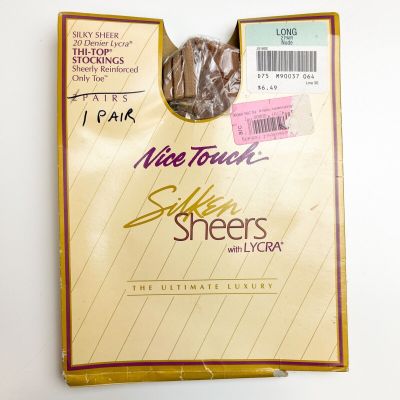 Vintage Nice Touch Silken Sheers Stockings - 1 Pair - Size Long - Nude