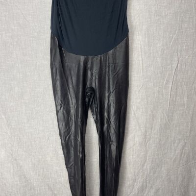 Spanx Leggings Womens 2XL Black Faux Leather Shapewear Maternity