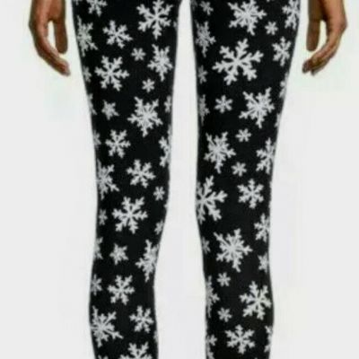 NOBO No Boundaries  Junior's Women's Ankle Leggings Snowflake LG 11-13 Black