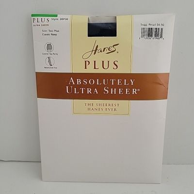 Hanes Plus Two Plus Style 00P30 Absolutely Ultra Sheer Panty Hose Navy Control