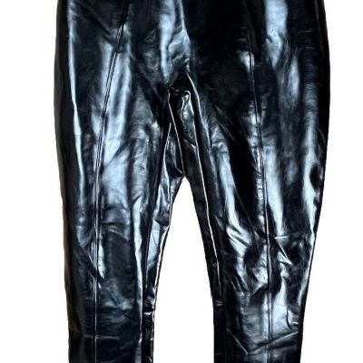 Perfect SPANX (Sz L) Black Faux Patent Leather Liquid Gloss Leggings - 20301R