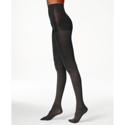 Hue Super Opaque Control Top Tights Black Solid Smooth Control Top Size 2 New