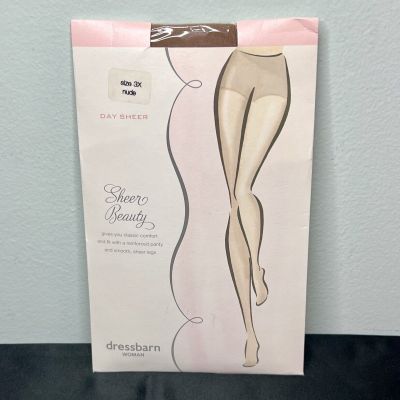 Dressbarn Woman Day Sheer Pantyhose Reinforced Panty Nude Women’s Size 3X NEW