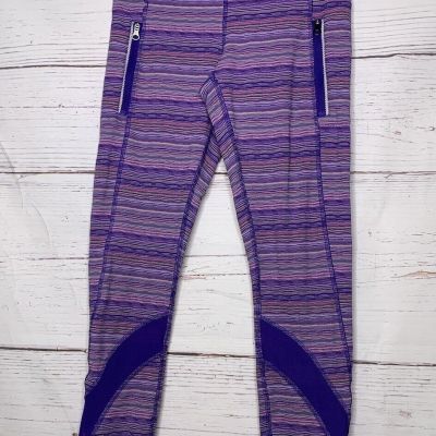 Lululemon Leggings Size 4 Striped Inspire Tight II Cropped Mesh Space Purple