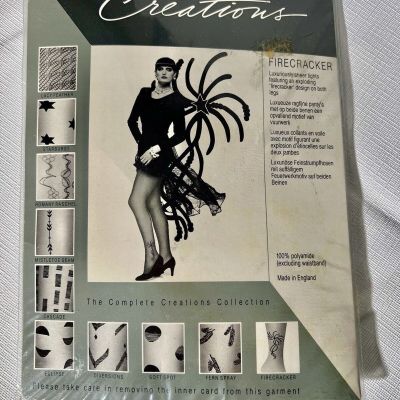 VTG Pretty Polly Creations Firecracker Stockings 1980's 1970's Black Special Occ