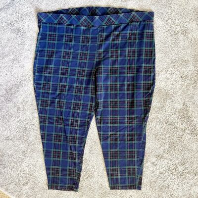 Torrid Blue Green Plaid Comfort Waist Leggings Womens Plus Size 6X Pull On