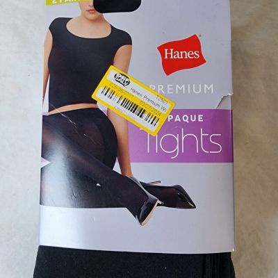 New Hanes Women's Black Shaping Panty 2 Pack Premium Tights Size L