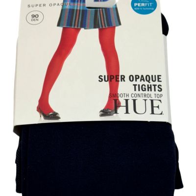 Hue Super Opaque Tights Women 3 (M/L) Control Top 90 Denier NylonBlend Navy Blue