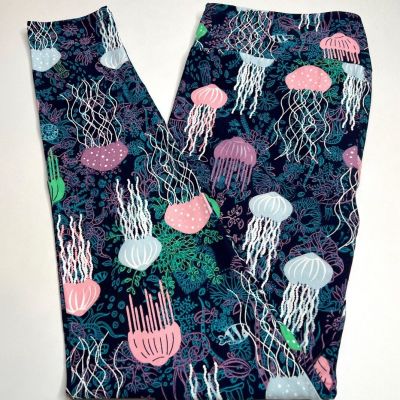 NEW LuLaRoe TC Leggings BLUE PINK Animal JELLYFISH Reef Nautical OCEAN Cruise