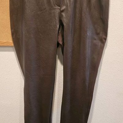 Women’s Chico’s Leggings Spandex Faux Leather Brown Size 4