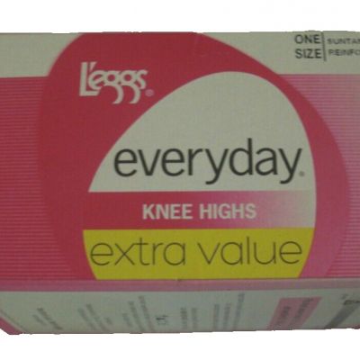 L’eggs Everyday Knee High Hosiery for Women Suntan One Size 10 Pair