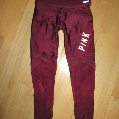 21A/PINK VICTORIAS SECRET ULTIMATE LEGGINGS/BURGUNDY/SHINY/MESH/SIZE XS!