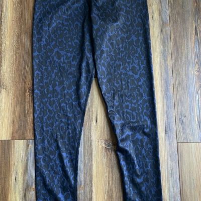 NWT Athletic Yoga Workout Leggings Black Navy Leopard Stretch Full Length Pant M