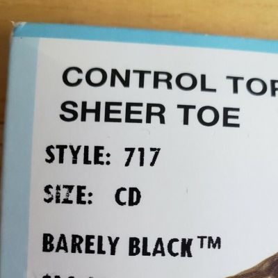 Hanes Womens Control Top Sheer Toe Silk Reflections  2 Pack C-D Barely Black