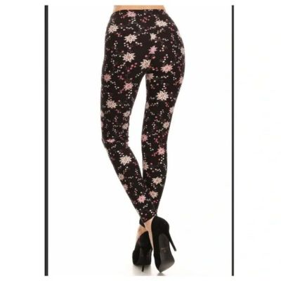 LEGGINGS DEPOT Black Floral Super Soft Holiday Leggings