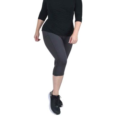 MARIKA Capri Grey Athletic Breathable Quick Drying Elastic Waist Leggings-Medium