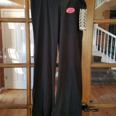 NEW Black Yogini Style Yoga Legging Pants Built In Thong Panty Size L Petite