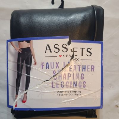 Assets by Spanx Women's All Over Faux Leather LeggingsBlack Size 1X