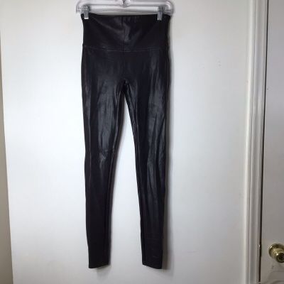 Spanx Leggings Women Large Black Faux Leather