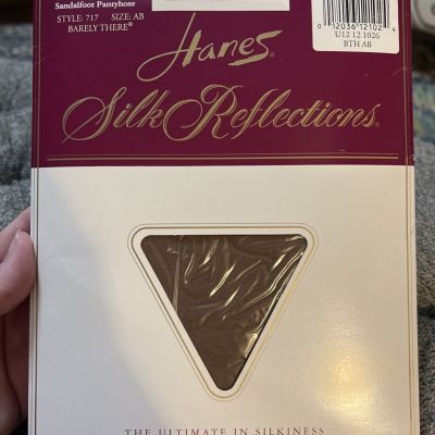 Hanes Silk Reflections Pantyhose Silky Sheer Sz AB BARELY There Control Top