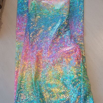 Women's Coquetry Clothing Pastel Rainbow Holographic Pants Leggings Size L Large