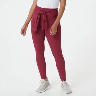 zuda Z-Move Full Length Leggings with Tie Waist (Bright Berry, Large) A388473