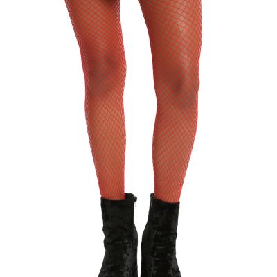 SEXY HOT TOPIC RED HOT MEDIUM NET FISHNET  TIGHTS O/S NWT