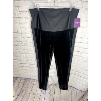 TUMMIE LADIES BLACK SHAPER LEGGINGS WITH VELOUR FRONT  SZ (XL)   NEW WITH TAGS.