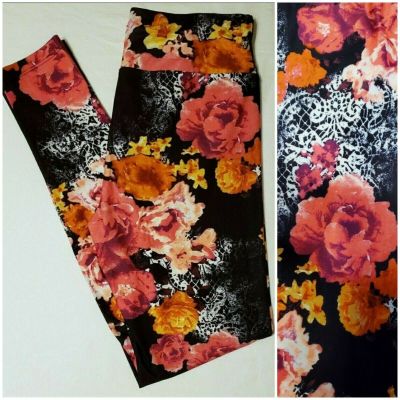 NWT BTS Black Lace Roses Cottagecore Coquette Tween-OS Adult 0  Floral Leggings