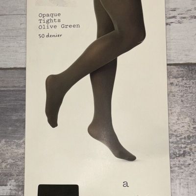 A New Day Opaque Tights - Olive Green - 50 Denier size M/L - Medium/Large - NEW