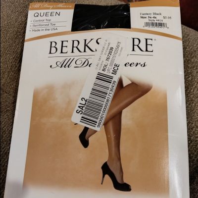 3X/4X Berkshire Pantyhose Tights Control Top All Day Sheers Black