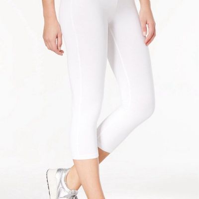 Hue Women's Capri Soft Cotton Leggings Style U17981, White, Large NEW $28