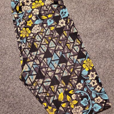 LULAROE OS Leggings Geometric Floral Black, Gray, Teal, Yellow