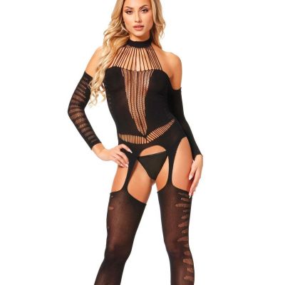 Seven 'til Midnight Halter Body Stocking Jumpsuit Black