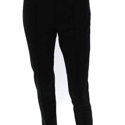 Leggiadro Womens Elastic Waistband Pleated Straight Ankle Leggings Black Size 4