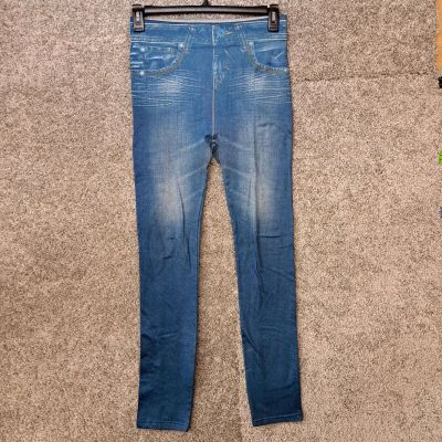 0325 - Blue Denim Printed Jeggings - No tag, Stretchy materials