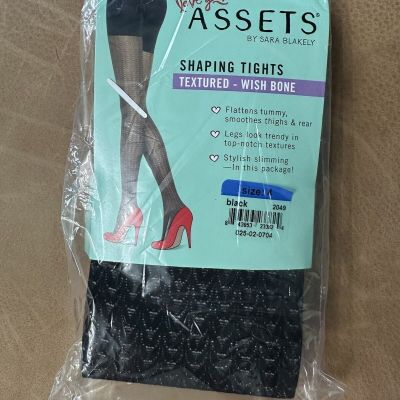 Love Your Assets Shaping Tights Textured Wish Bone Spanx Black Size 4