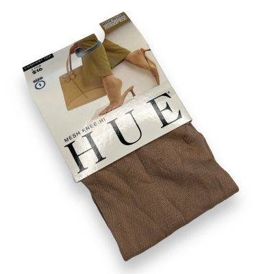 HUE Womens Size 1 Mesh Knee Hi Socks Natural Light Brown 1 Pair New