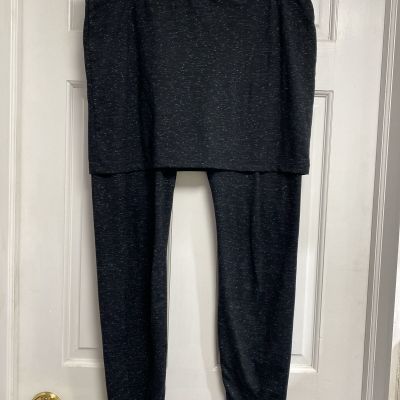 CABI skirted leggings Women Size Large Charcoal Gray Heather workout Athleisure