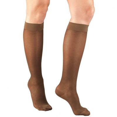 Truform Women's Stockings Knee High Sheer Diamond Pattern: 15-20 mmHg M ESPRESSO