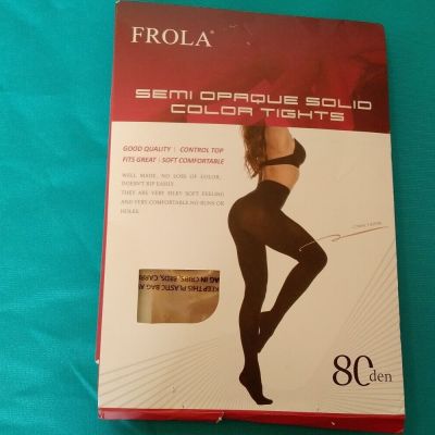 Frola Women's 80 Denier Soft Semi Opaque X-Large Suntan Footed Pantyhose Tights