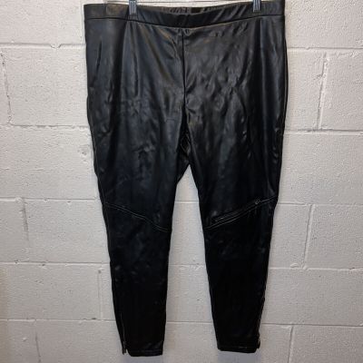 Joseph Ribkoff Fleece Lined Faux Leather Moto Leggings Size 20 E3